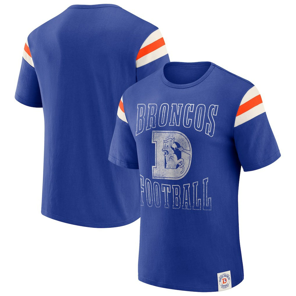 Darius Rucker Collection Distressed Throwback Shoulder Stripe T-Shirt - Denver Broncos T-shirts