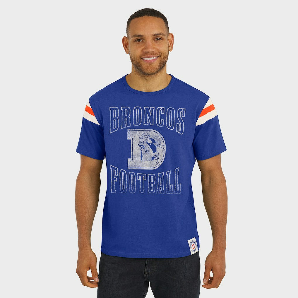 Darius Rucker Collection Distressed Throwback Shoulder Stripe T-Shirt - Denver Broncos T-shirts