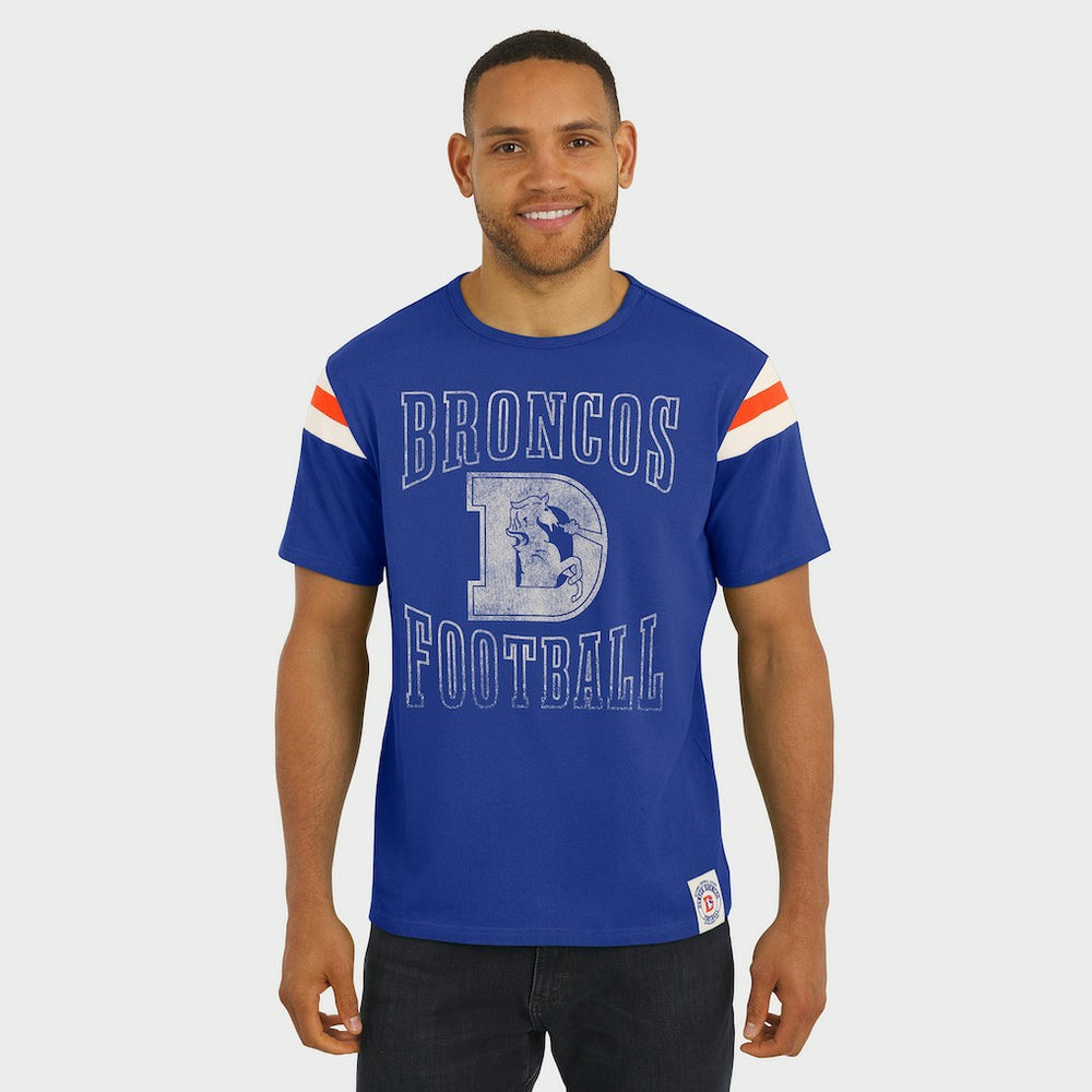 Darius Rucker Collection Distressed Throwback Shoulder Stripe T-Shirt - Denver Broncos T-shirts