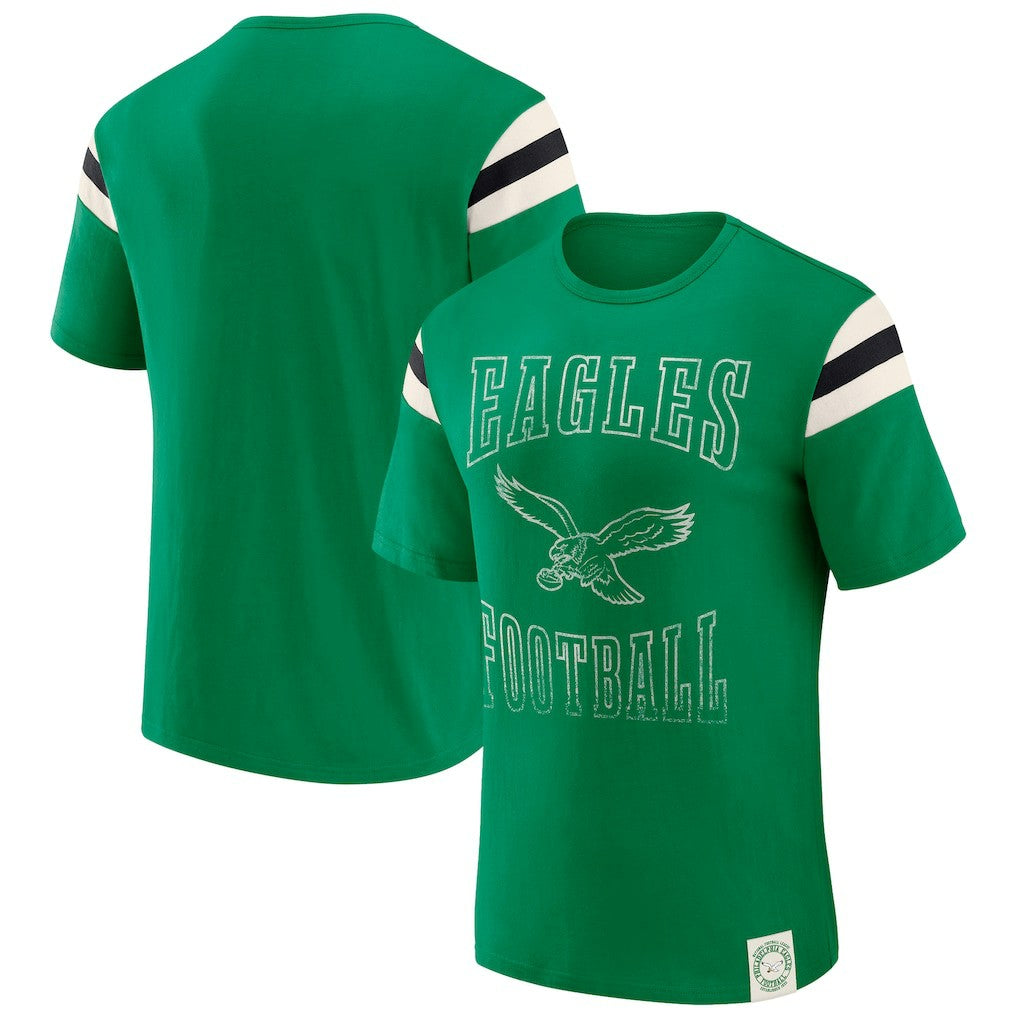 Darius Rucker Collection Distressed Throwback Shoulder Stripe T-Shirt - Philadelphia Eagles T-shirts