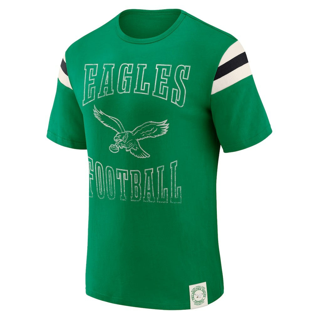 Darius Rucker Collection Distressed Throwback Shoulder Stripe T-Shirt - Philadelphia Eagles T-shirts