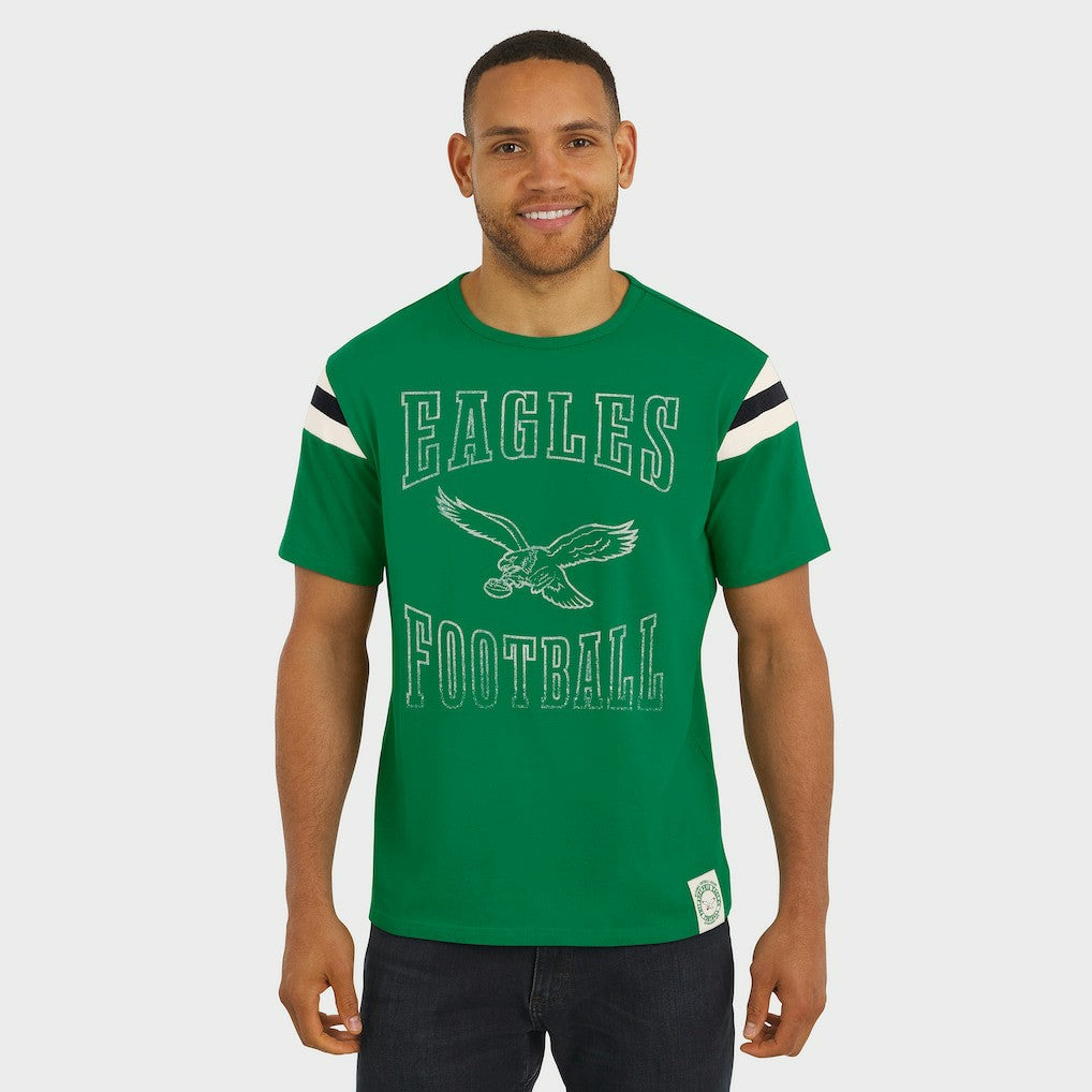 Darius Rucker Collection Distressed Throwback Shoulder Stripe T-Shirt - Philadelphia Eagles T-shirts
