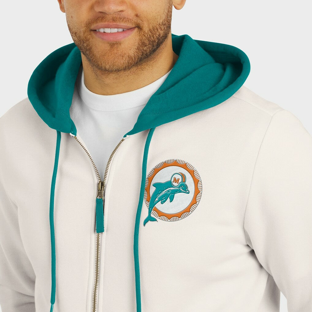 Darius Rucker Collection Distressed Graphics Full-Zip Hoodie - Miami Dolphins Hoodies