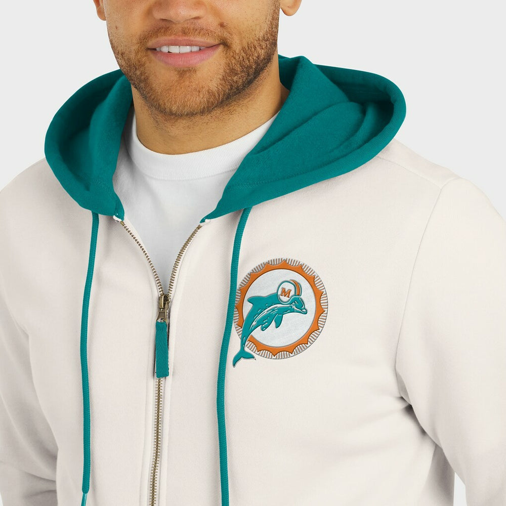 Darius Rucker Collection Distressed Graphics Full-Zip Hoodie - Miami Dolphins Hoodies
