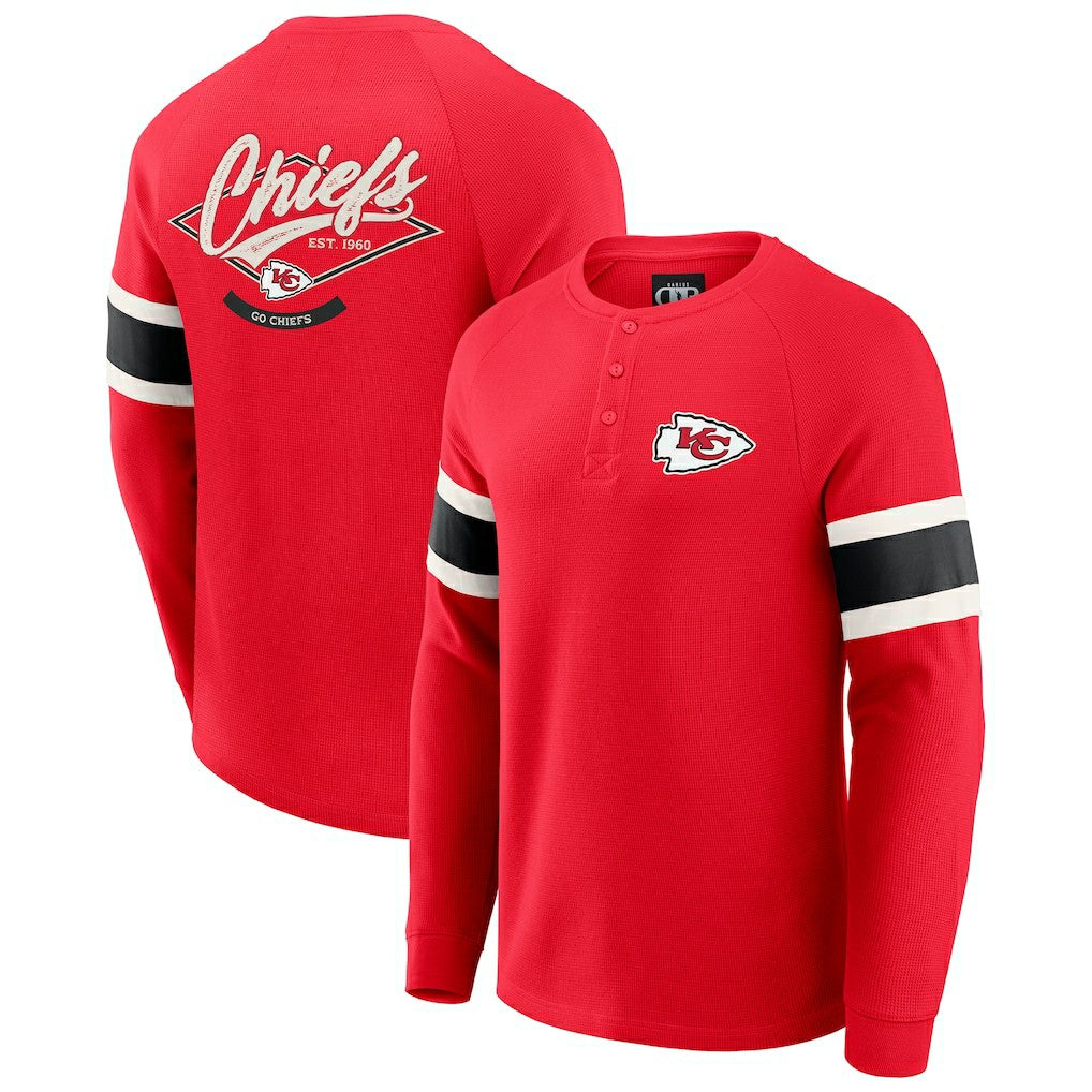 Darius Rucker Collection Waffle-Knit Raglan Long Sleeve Henley T-Shirt - Kansas City Chiefs T-shirts