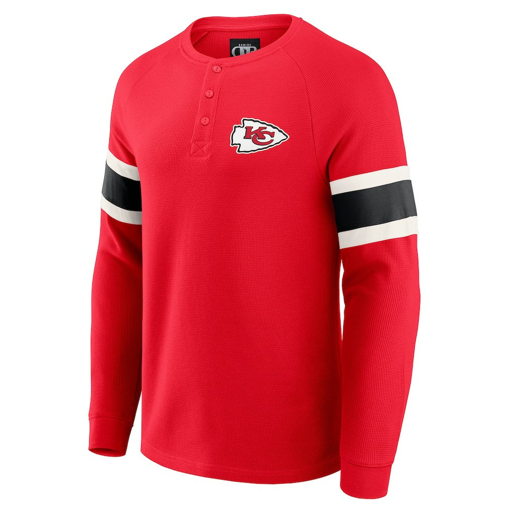 Darius Rucker Collection Waffle-Knit Raglan Long Sleeve Henley T-Shirt - Kansas City Chiefs T-shirts
