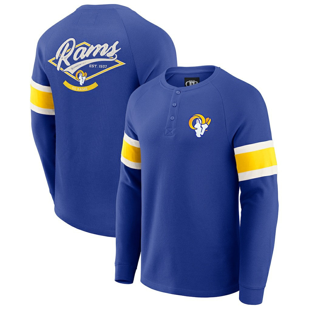 Darius Rucker Collection Waffle-Knit Raglan Long Sleeve Henley T-Shirt - Los Angeles Rams T-shirts
