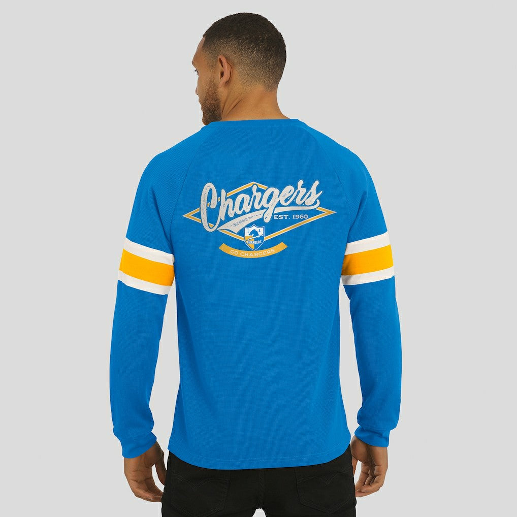Darius Rucker Collection Waffle-Knit Raglan Long Sleeve Henley T-Shirt - Los Angeles Chargers T-shirts
