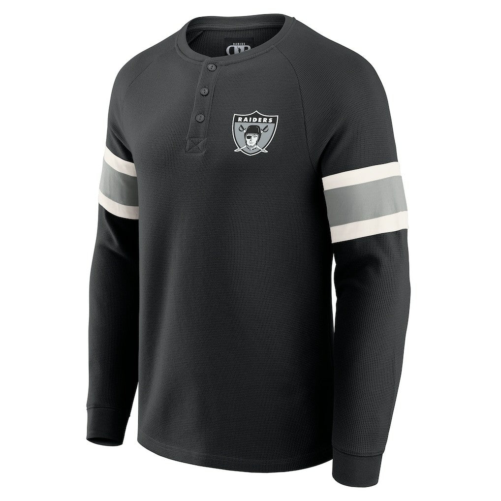 Darius Rucker Collection Waffle-Knit Raglan Long Sleeve Henley T-Shirt - Las Vegas Raiders T-shirts
