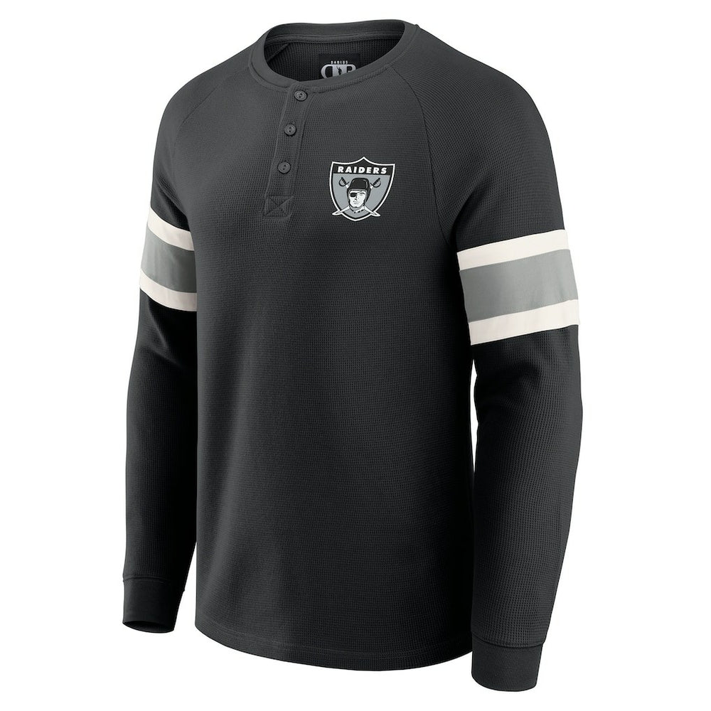 Darius Rucker Collection Waffle-Knit Raglan Long Sleeve Henley T-Shirt - Las Vegas Raiders T-shirts