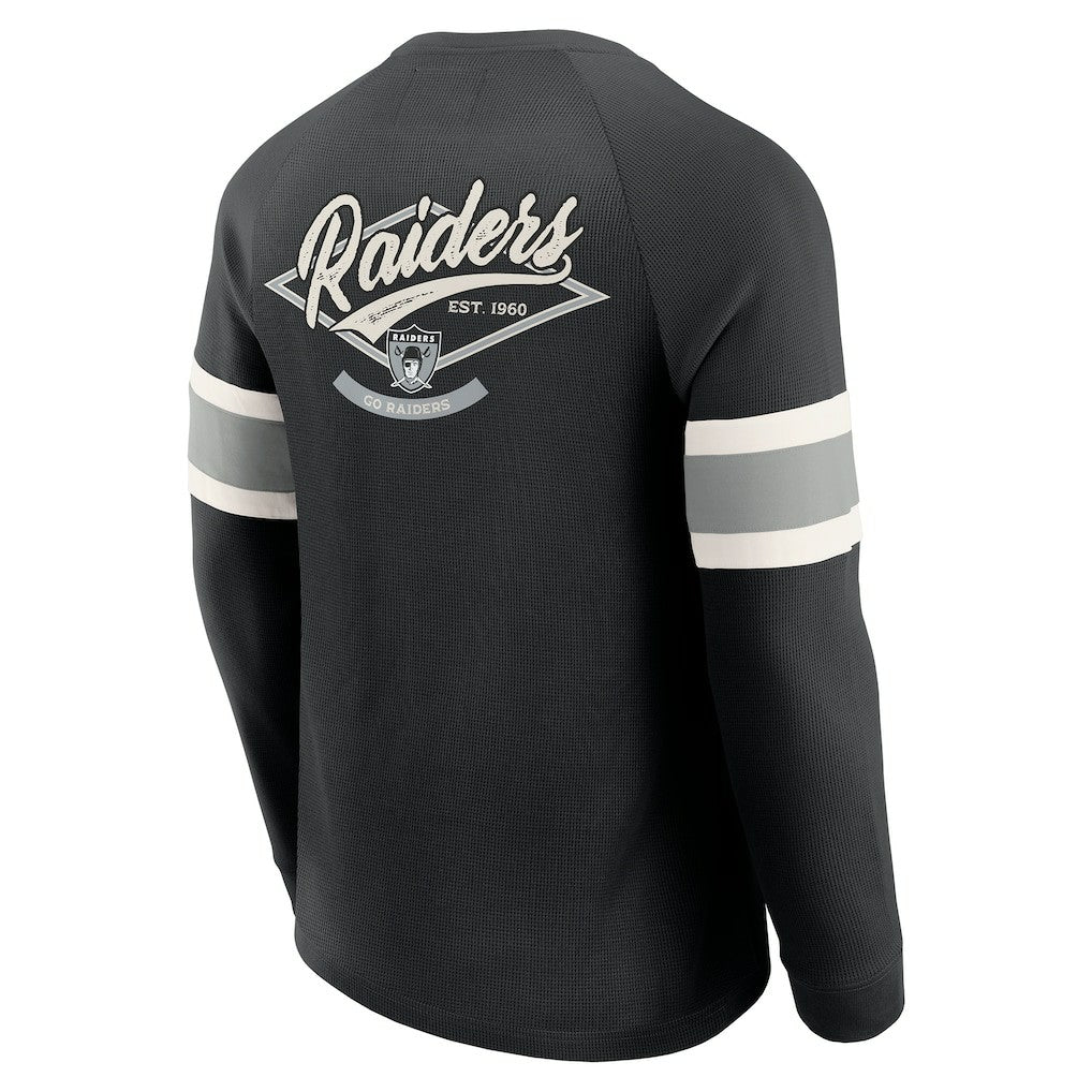 Darius Rucker Collection Waffle-Knit Raglan Long Sleeve Henley T-Shirt - Las Vegas Raiders T-shirts