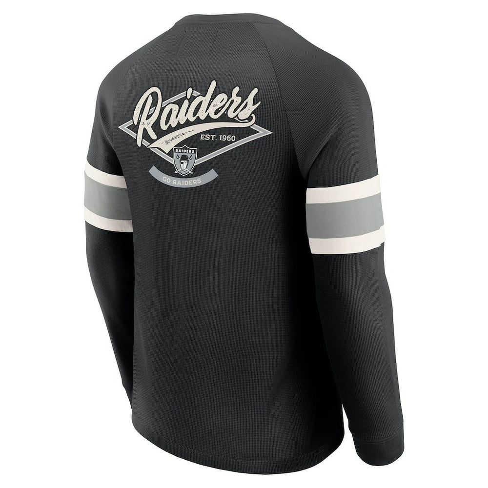 Darius Rucker Collection Waffle-Knit Raglan Long Sleeve Henley T-Shirt - Las Vegas Raiders T-shirts