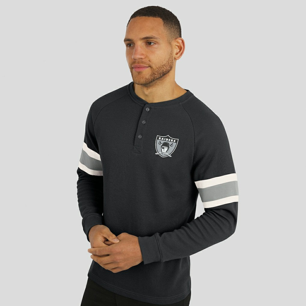Darius Rucker Collection Waffle-Knit Raglan Long Sleeve Henley T-Shirt - Las Vegas Raiders T-shirts
