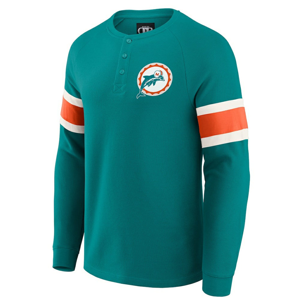Darius Rucker Collection Waffle-Knit Raglan Long Sleeve Henley T-Shirt - Miami Dolphins T-shirts