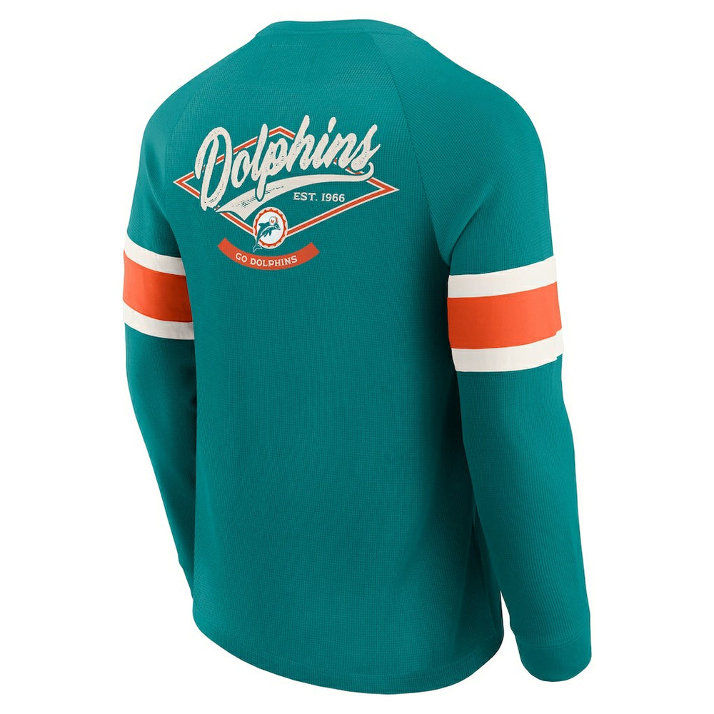 Darius Rucker Collection Waffle-Knit Raglan Long Sleeve Henley T-Shirt - Miami Dolphins T-shirts