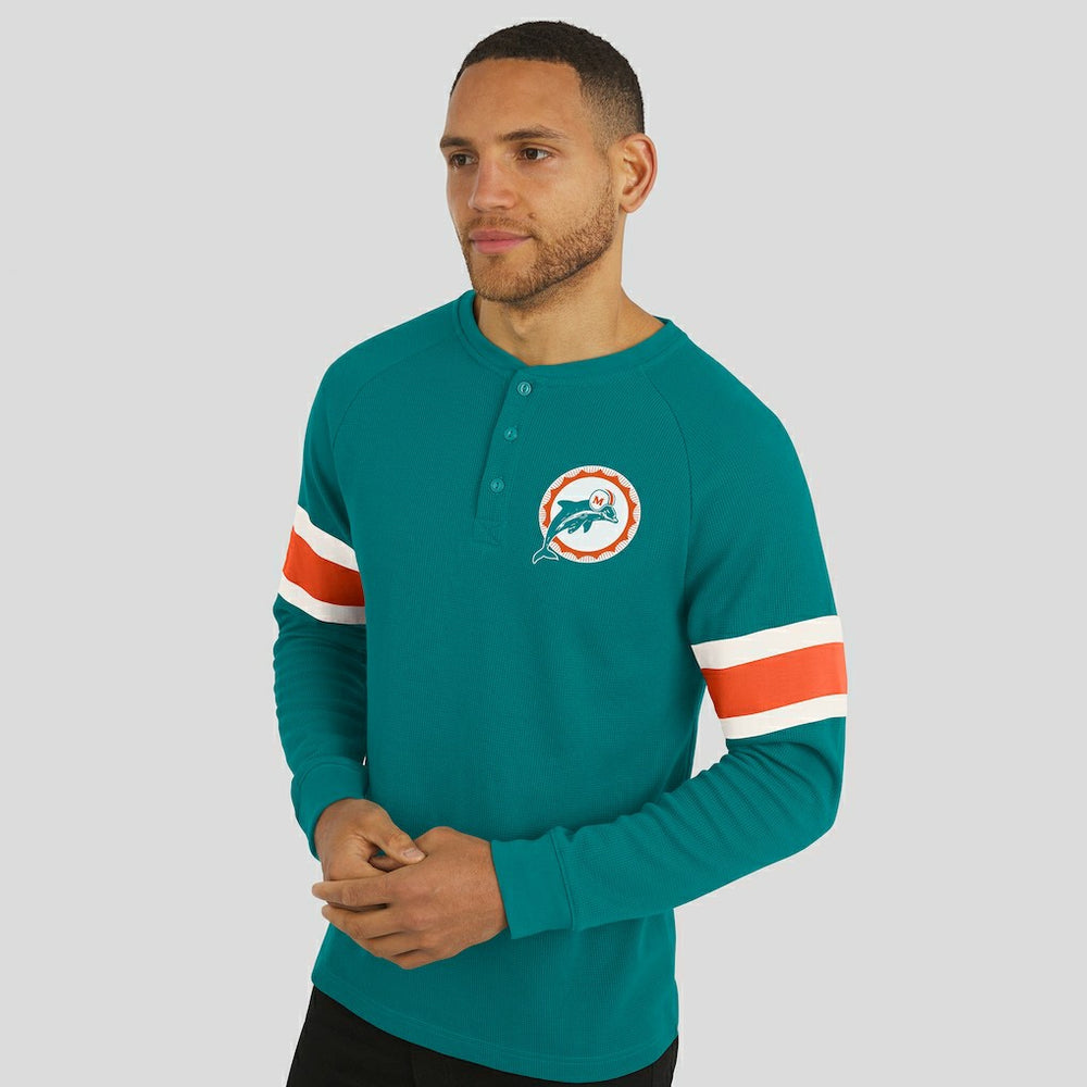 Darius Rucker Collection Waffle-Knit Raglan Long Sleeve Henley T-Shirt - Miami Dolphins T-shirts
