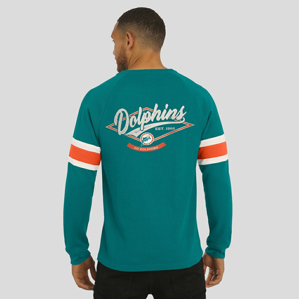Darius Rucker Collection Waffle-Knit Raglan Long Sleeve Henley T-Shirt - Miami Dolphins T-shirts