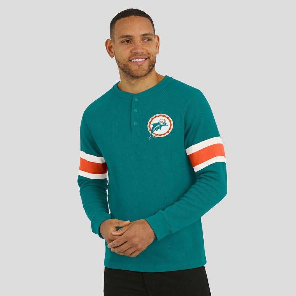 Darius Rucker Collection Waffle-Knit Raglan Long Sleeve Henley T-Shirt - Miami Dolphins T-shirts
