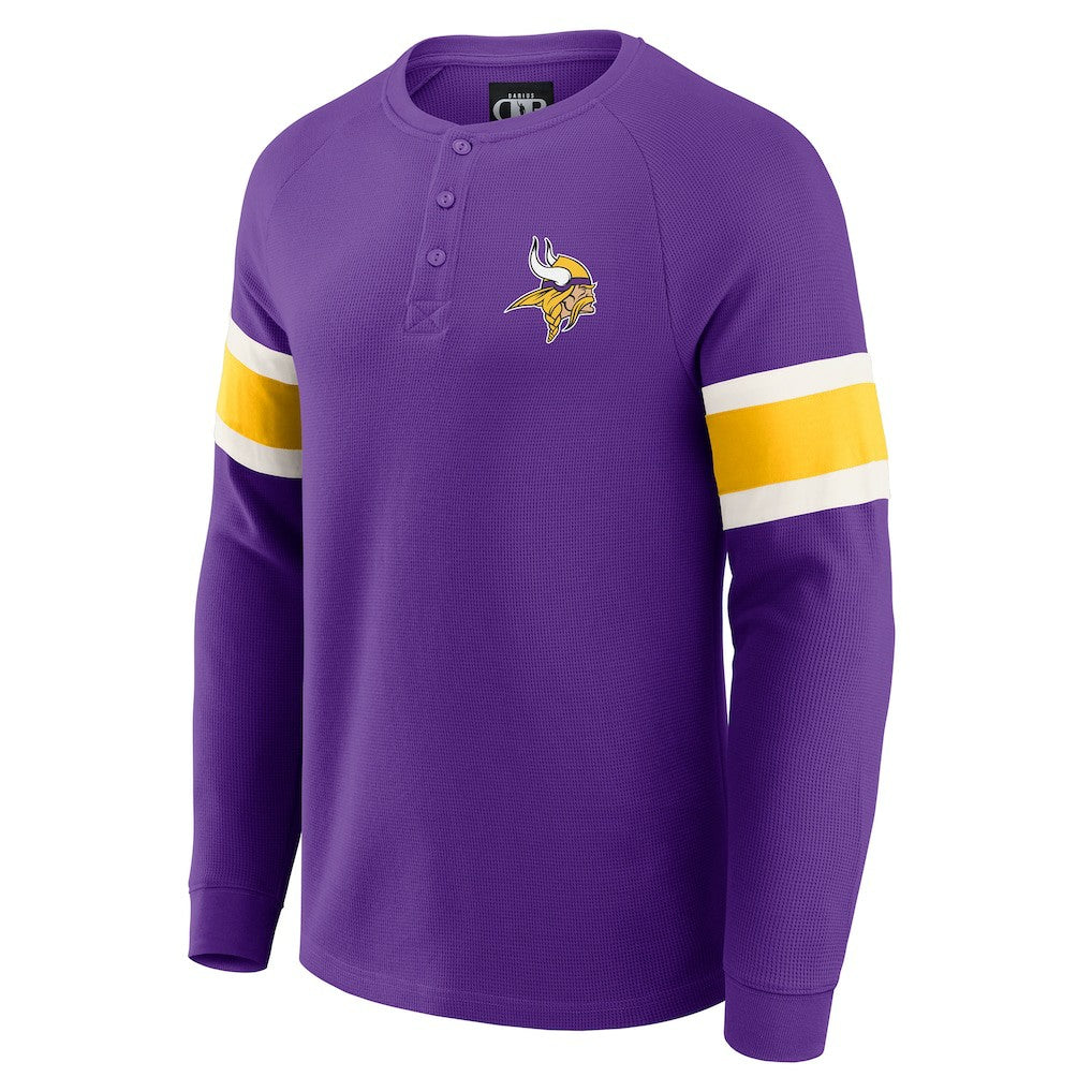 Darius Rucker Collection Waffle-Knit Raglan Long Sleeve Henley T-Shirt - Minnesota Vikings T-shirts