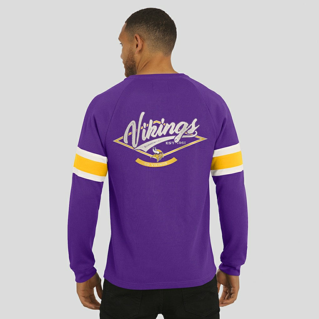 Darius Rucker Collection Waffle-Knit Raglan Long Sleeve Henley T-Shirt - Minnesota Vikings T-shirts