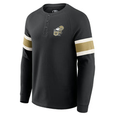 Darius Rucker Collection Waffle-Knit Raglan Long Sleeve Henley T-Shirt - New Orleans Saints T-shirts