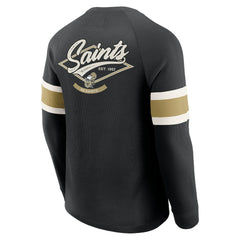 Darius Rucker Collection Waffle-Knit Raglan Long Sleeve Henley T-Shirt - New Orleans Saints T-shirts