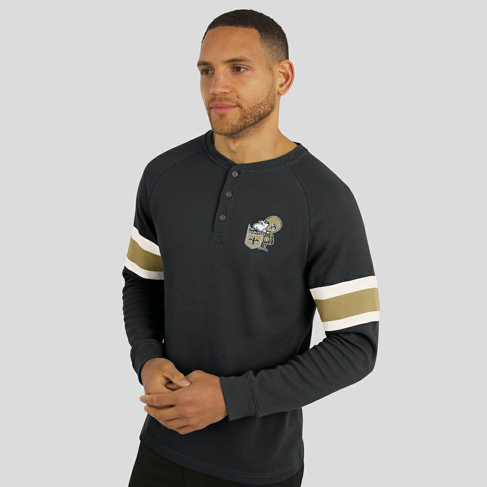 Darius Rucker Collection Waffle-Knit Raglan Long Sleeve Henley T-Shirt - New Orleans Saints T-shirts