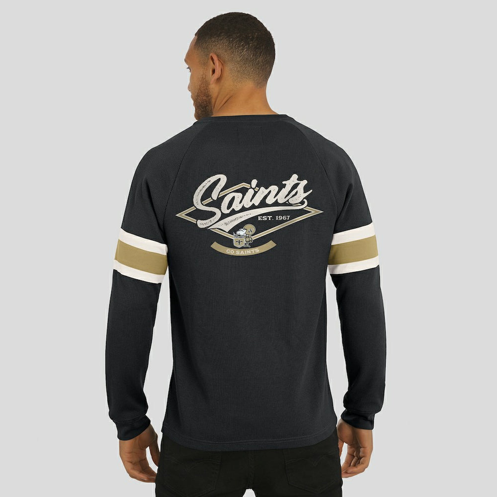 Darius Rucker Collection Waffle-Knit Raglan Long Sleeve Henley T-Shirt - New Orleans Saints T-shirts