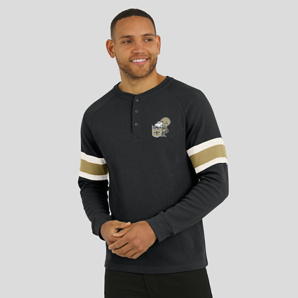 Darius Rucker Collection Waffle-Knit Raglan Long Sleeve Henley T-Shirt - New Orleans Saints T-shirts