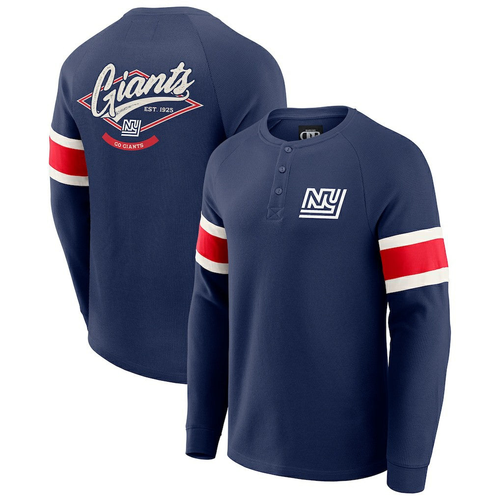 Darius Rucker Collection Waffle-Knit Raglan Long Sleeve Henley T-Shirt - New York Giants T-shirts
