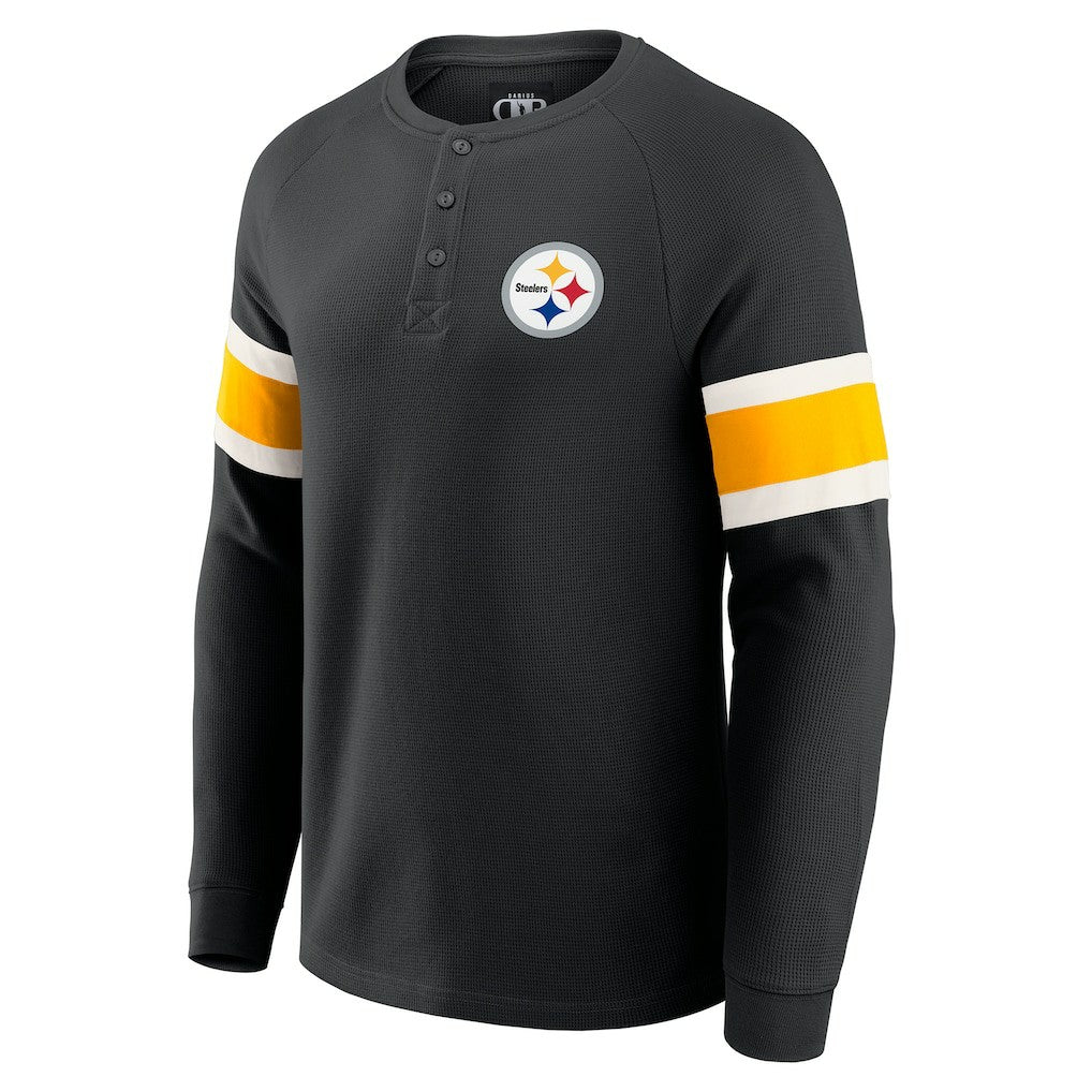 Darius Rucker Collection Waffle-Knit Raglan Long Sleeve Henley T-Shirt - Pittsburgh Steelers T-shirts