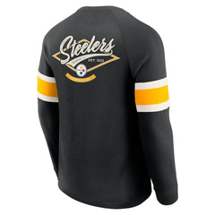 Darius Rucker Collection Waffle-Knit Raglan Long Sleeve Henley T-Shirt - Pittsburgh Steelers T-shirts