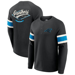 Darius Rucker Collection Waffle-Knit Raglan Long Sleeve Henley T-Shirt - Carolina Panthers T-shirts