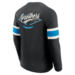 Darius Rucker Collection Waffle-Knit Raglan Long Sleeve Henley T-Shirt - Carolina Panthers T-shirts
