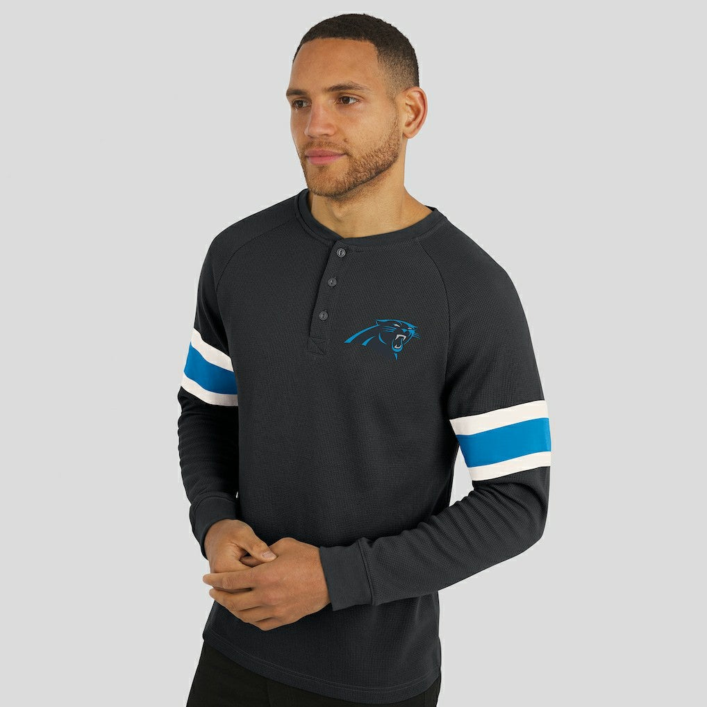 Darius Rucker Collection Waffle-Knit Raglan Long Sleeve Henley T-Shirt - Carolina Panthers T-shirts