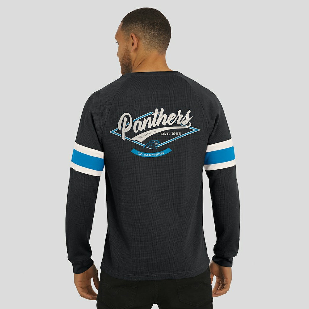 Darius Rucker Collection Waffle-Knit Raglan Long Sleeve Henley T-Shirt - Carolina Panthers T-shirts