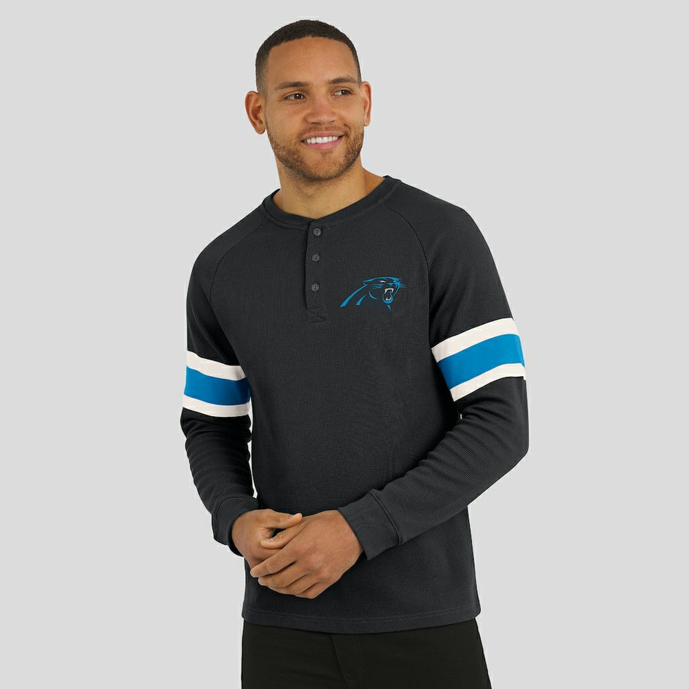 Darius Rucker Collection Waffle-Knit Raglan Long Sleeve Henley T-Shirt - Carolina Panthers T-shirts
