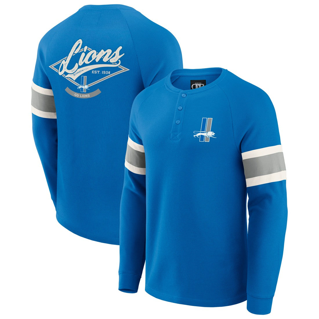 Darius Rucker Collection Waffle-Knit Raglan Long Sleeve Henley T-Shirt - Detroit Lions T-shirts