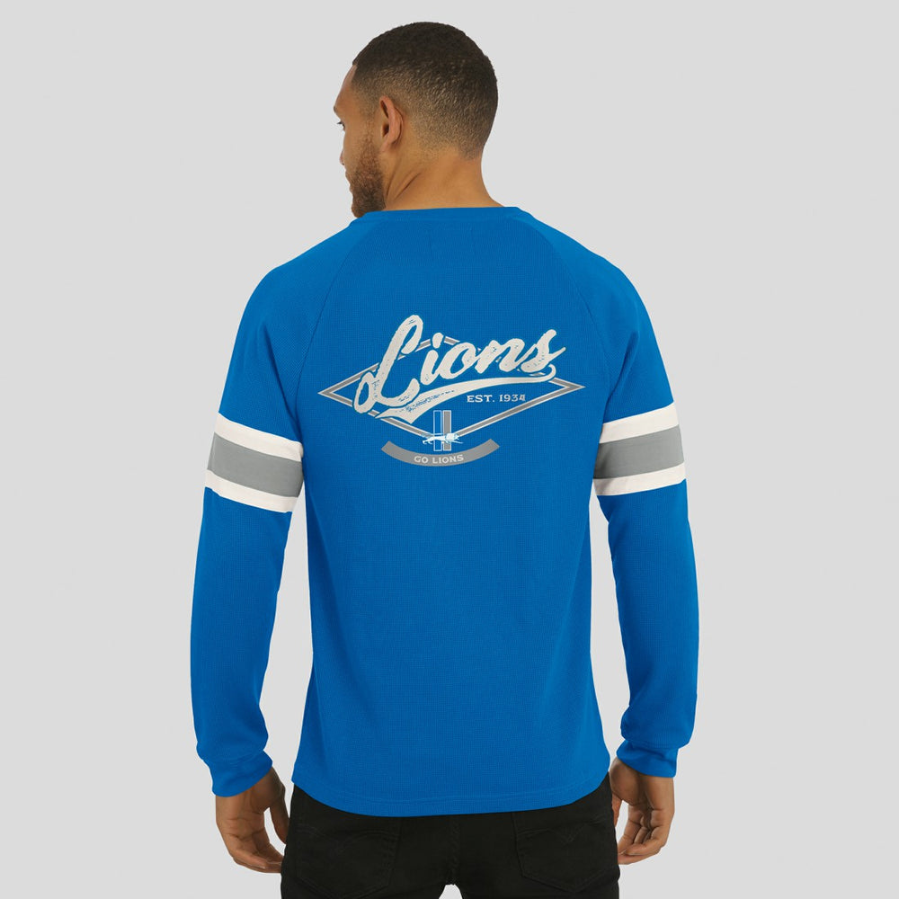 Darius Rucker Collection Waffle-Knit Raglan Long Sleeve Henley T-Shirt - Detroit Lions T-shirts
