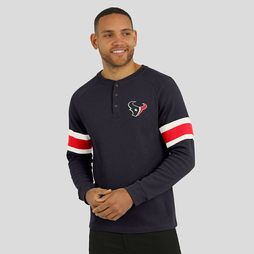 Darius Rucker Collection Waffle-Knit Raglan Long Sleeve Henley T-Shirt - Houston Texans T-shirts