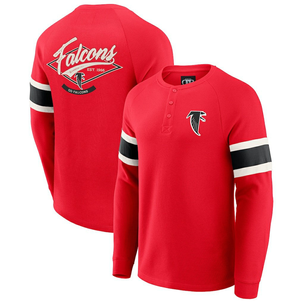 Darius Rucker Collection Waffle-Knit Raglan Long Sleeve Henley T-Shirt - Atlanta Falcons T-shirts