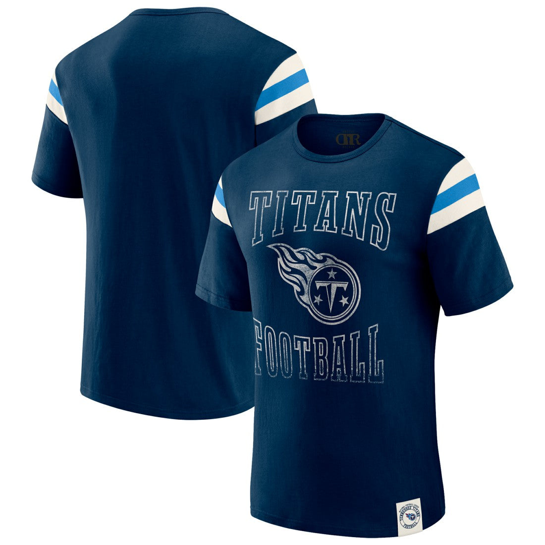 Darius Rucker Collection Football Stripe Sleeve T-Shirt - Tennessee Titans T-shirts