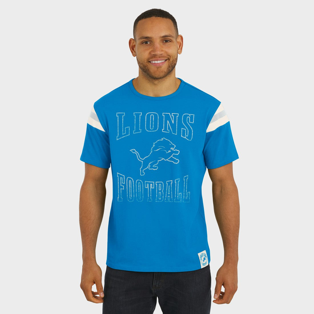 Darius Rucker Collection Football Stripe Sleeve T-Shirt - Detroit Lions T-shirts