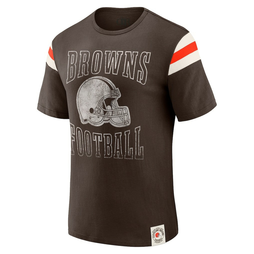 Darius Rucker Collection Football Stripe Sleeve T-Shirt - Cleveland Browns T-shirts
