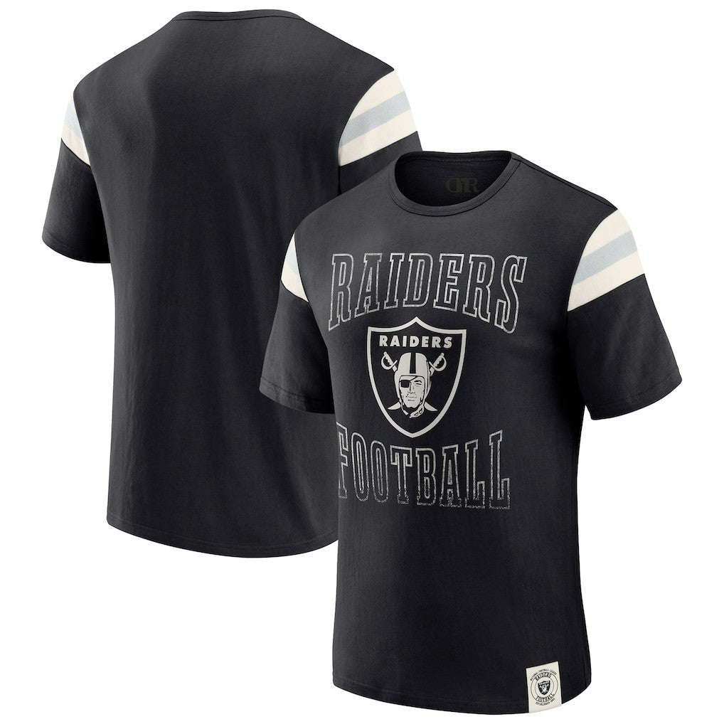 Darius Rucker Collection Football Stripe Sleeve T-Shirt - Las Vegas Raiders T-shirts