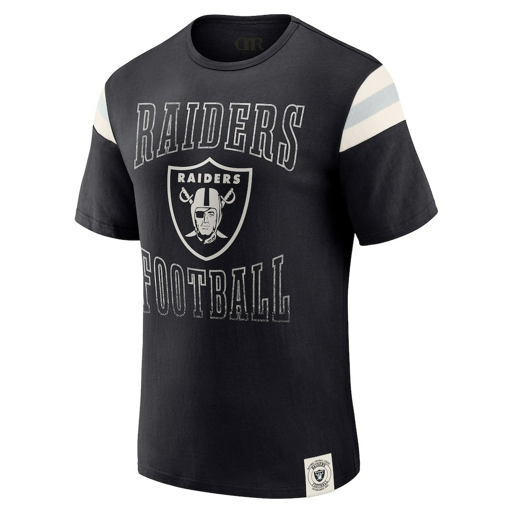 Darius Rucker Collection Football Stripe Sleeve T-Shirt - Las Vegas Raiders T-shirts