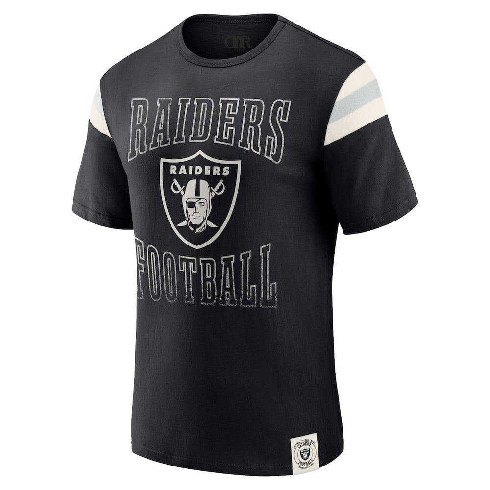 Darius Rucker Collection Football Stripe Sleeve T-Shirt - Las Vegas Raiders T-shirts