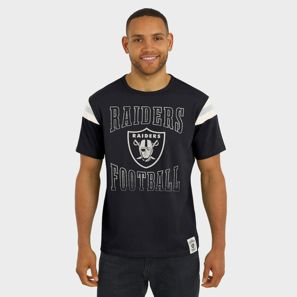 Darius Rucker Collection Football Stripe Sleeve T-Shirt - Las Vegas Raiders T-shirts