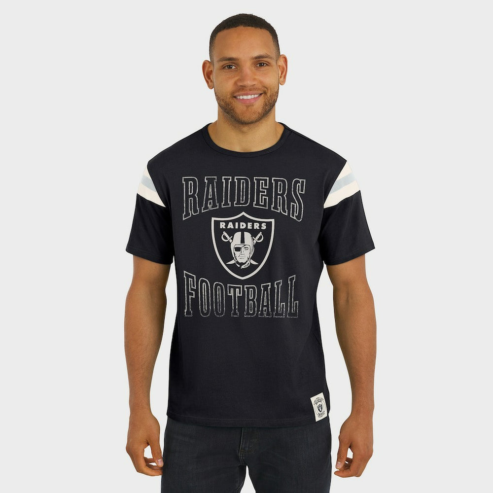 Darius Rucker Collection Football Stripe Sleeve T-Shirt - Las Vegas Raiders T-shirts