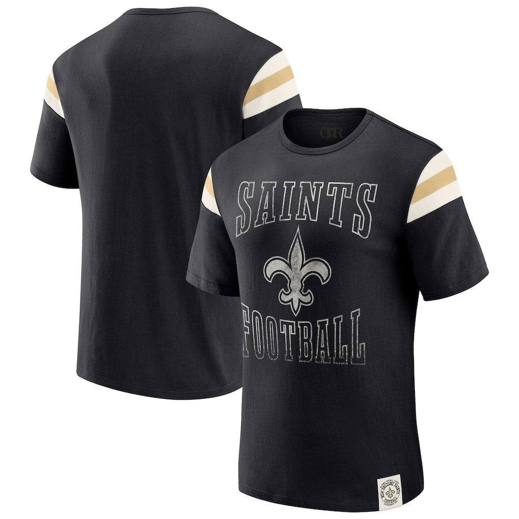 Darius Rucker Collection Football Stripe Sleeve T-Shirt - New Orleans Saints T-shirts
